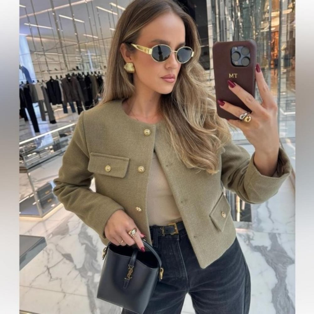 ZARA CROPPED FLAP JACKET - Picture 9 of 10